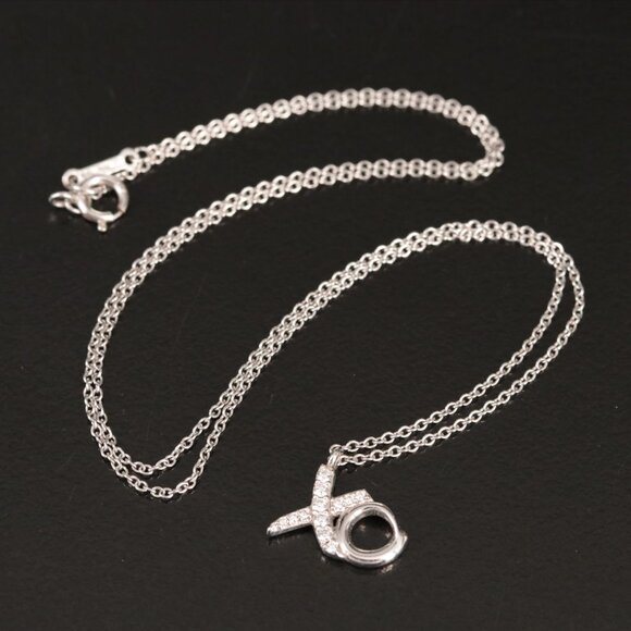 Tiffany & Co. 18K White Gold Diamond XO Pendant Necklace - Picture 2 of 10